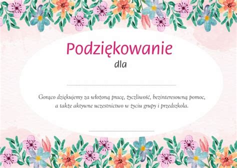 Dyplom Podzi Kowanie Dla Rodzic W Przedszkole D Allegro Pl