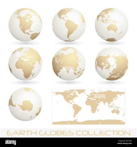 Collection Of Earth Globes Isolated On White Vector Illustration Stock