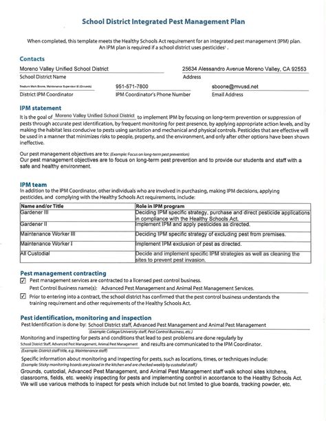 Integrated Pest Management Plan Template