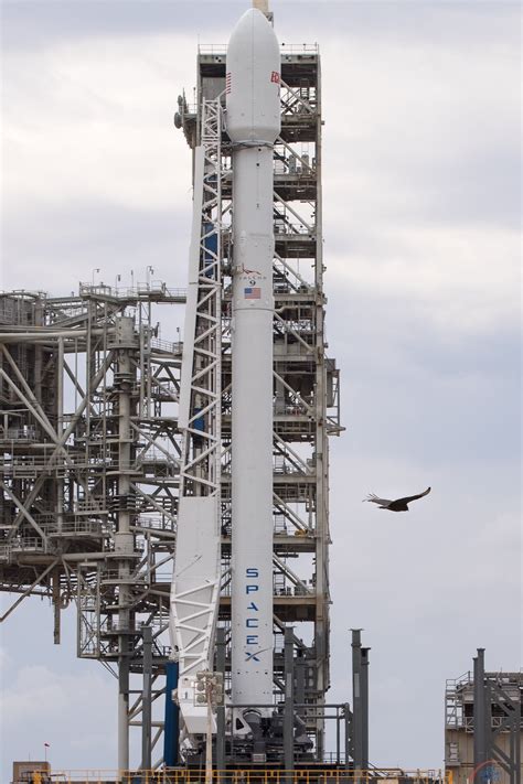 Falcon 9 Rocket Poised On Launch Complex 39a Awaiting The Early