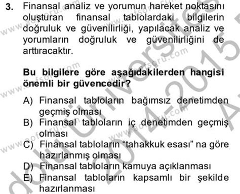 A F Finansal Tablolar Analizi Dersi Y L Vize Ara S Nav