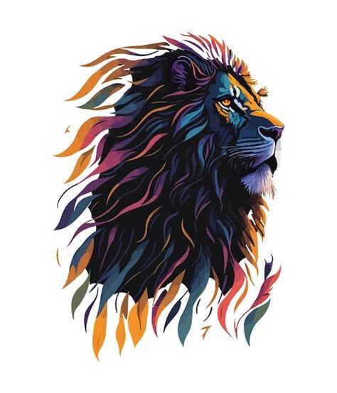 Premium Vector | A lion with a mane and a feather on it