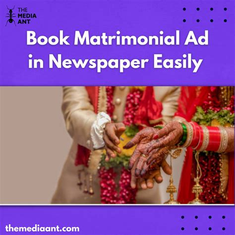 Book Matrimonial Ads In Any Newspaper Right Away Media Ant