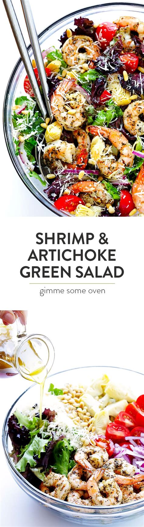 Shrimp And Artichoke Green Salad With Lemon Vinaigrette Recipe Green Salad Recipes Eat