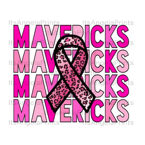 Mavericks Stacked Breast Cancer Awareness Pink Leopard Ribbon Png