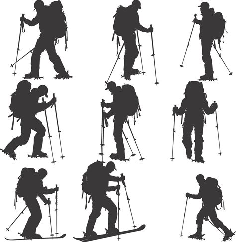 AI generated Silhouette hiking man activities black color only full ...