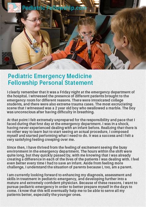 Pediatric Emergency Medicine Fellowship Personal Statement Emergency Medicine Personal