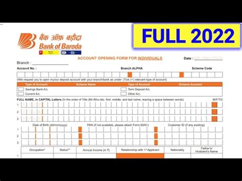 How To Fill Bank Of Baroda New Account Opening Form Bank Of Baroda