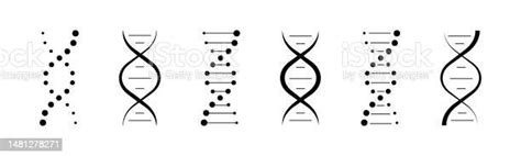 Dna Vector Icons Set Genetic Concept Life Gene Model Bio Code Genetics