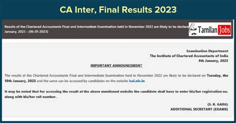 Ca Inter Final Results 2023 Today Check Nov Result Here