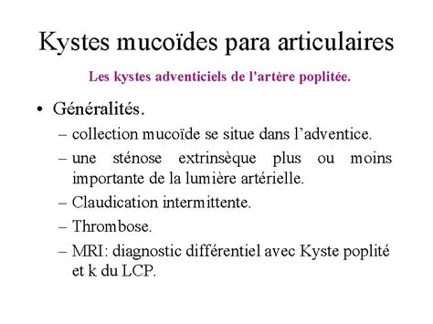 Kystes Synoviaux Et Mucodes Du Genou Genou Plierai