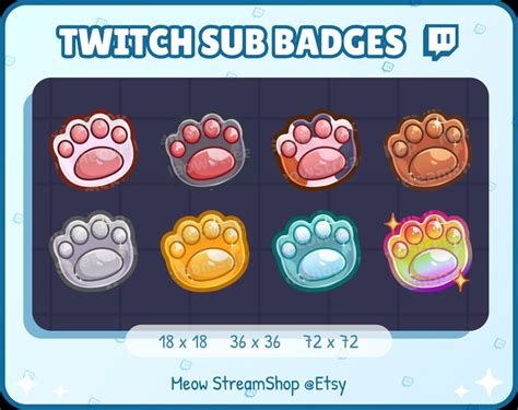 X Twitch Sub Bit Badges Kawaii Cat Neko Paw Sub Badges Etsy