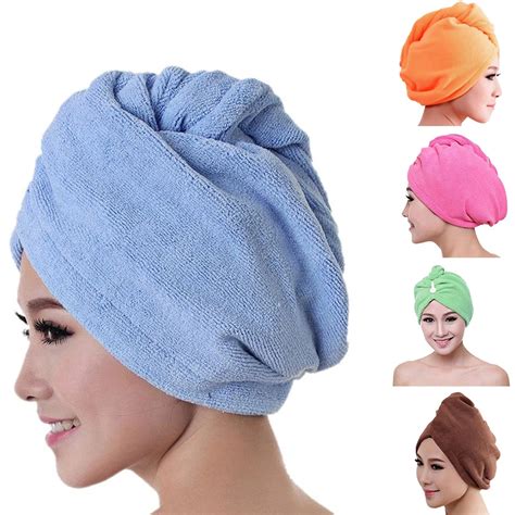 Womens Microfiber Bath Towel Hair Dry Hat Absorbent Quick Drying