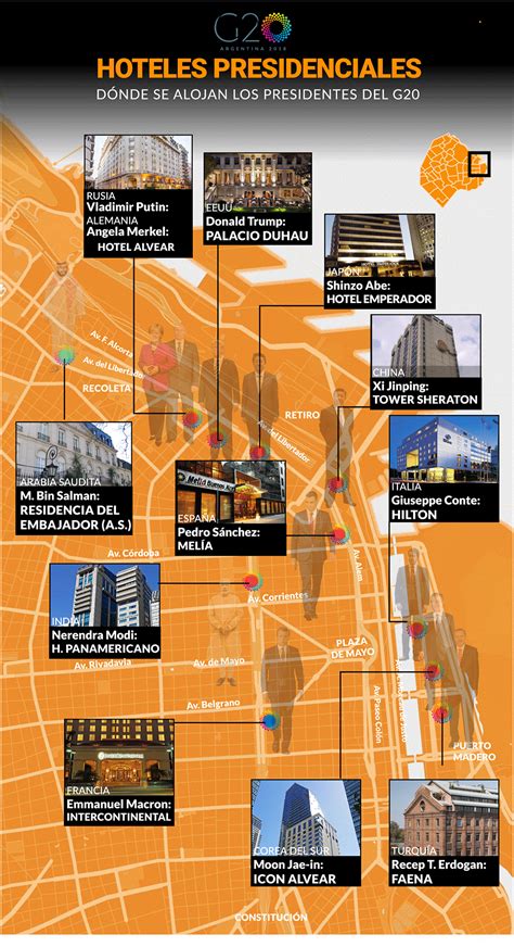 Mapa Dónde Se Hospedan Los Presidentes Del G20 Infobae