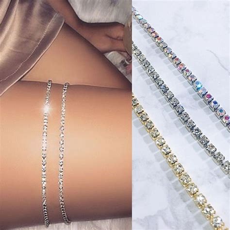 Fashion Women Rhinestone Diamond Body Jewelry Leg Thigh Bling Crystal Chain Leg Jewelry Thigh