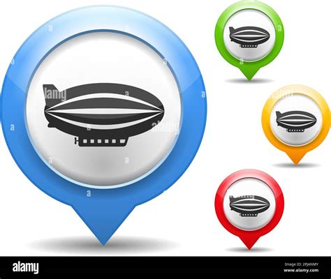 Map Markers With Airship Icon Vector Eps10 Illustration Stock Vector