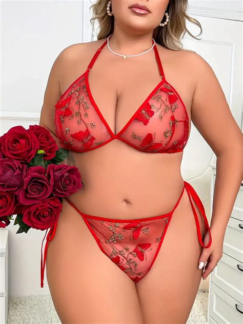 Plus Size Sexy Lingerie Set Womens Plus Floral Applique Temu