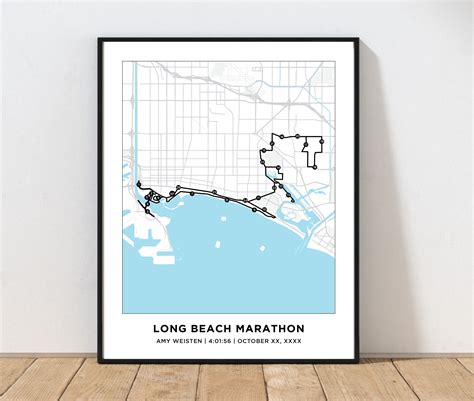 Long Beach Marathon Course Map Personalized Long Beach - Etsy