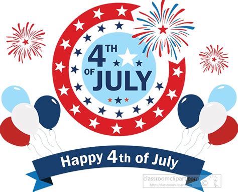 Fourth Of July Clipart Happy Th Of July Celebration Baloons