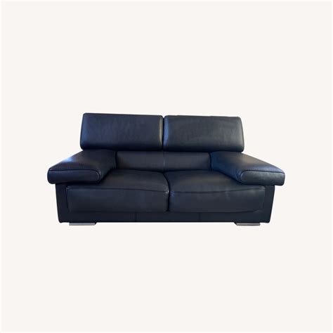 Roche Bobois 2 Seater Black Leather Sofa AptDeco