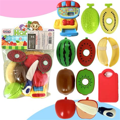 Kit Comidinha Mercadinho Infantil Frutinha Fruta Velcro Crec Crec