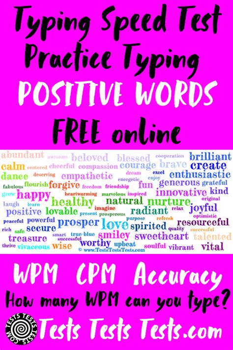 Positive Words Typing Speed Test List Of Positive Words