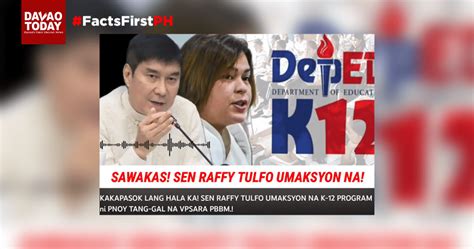 Fact Check Video Falsely Claims Sara Duterte Will Scrap K 12 Davao Today