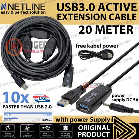 Kabel USB 2 0 USB 3 0 Extension Aktif Extender Active 20 Meter