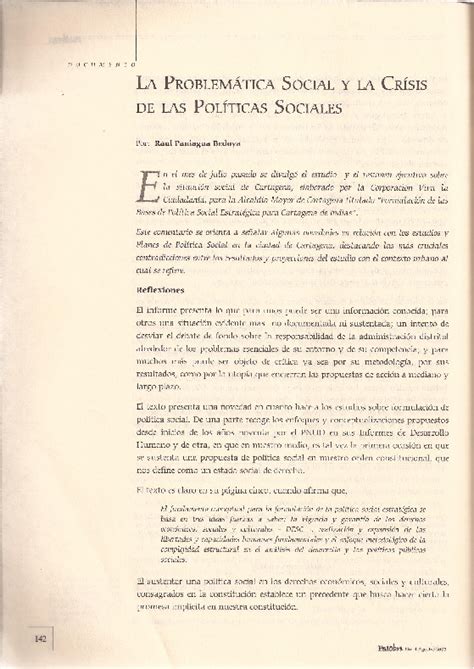 Pdf La Problematica Social Y La Crísis De Las Politicas Sociales Raul Condor Bedoya