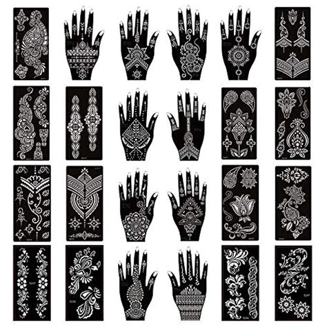 Buy Xmasir Pack Of 24 Sheets Henna Tattoo Stencil Kit Temporary Tattoo