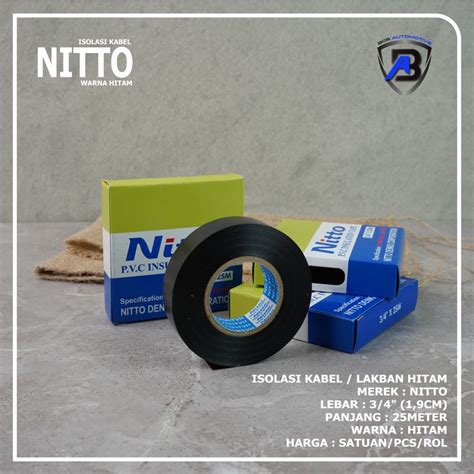 Jual ISOLASI NITTO LISTRIK ORIGINAL TAPE HITAM PVC KABEL NITO 3 4 25m