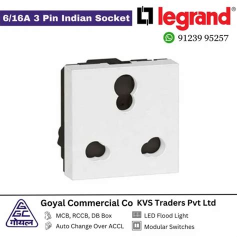 16 Amp Polycarbonate Legrand Arteor 616a 3 Pin Indian Socket 3m White