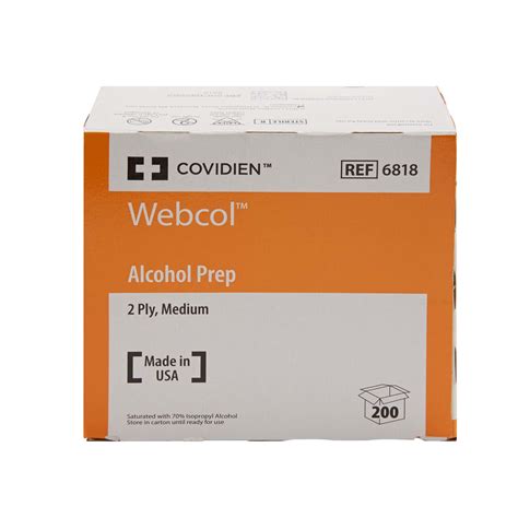 Alcohol Prep Pad Webcol 70 Strength Isopropyl Alcohol Individual Packet Medium Sterile