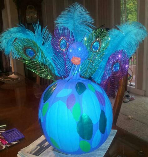 Peacock Pumpkin By Marla Goodrich Halloween Pumpkincontest Pumpkin