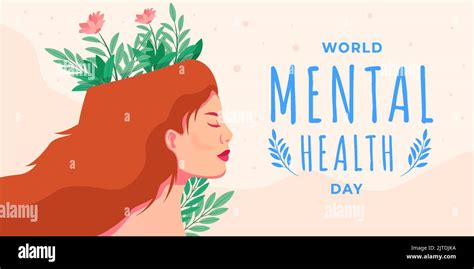 Creative World Mental Health Banner Illustration With Female Heads