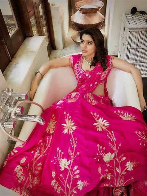 Pin By Sridevi On Samantha Pink Half Sarees Half Saree Lehenga Half