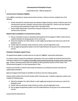 Fillable Online Csupueblo Commencement Participation Process