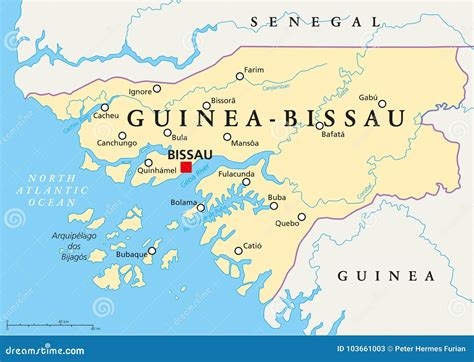 Guinea Bissau Map In 3D 3d Map With Borders Of Regions Stock