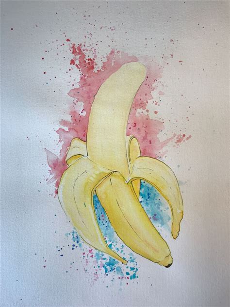 Banane Banana A3 Aquarell Sketch Zeichnung Baum Zeichnung