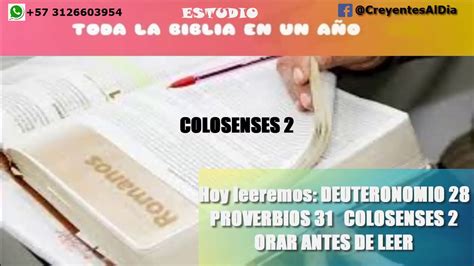 COLOSENSES 2 ESTUDIO DE LA BIBLIA EN UN AÑO YouTube