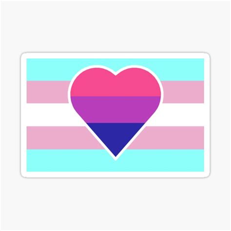 Transgender Pride Flag With Bisexual Biromantic Heart Sticker For