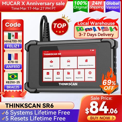 Thinkcar Thinkscan Sr Sr Sr Obd Scanner Car Ferramentas De Diagn