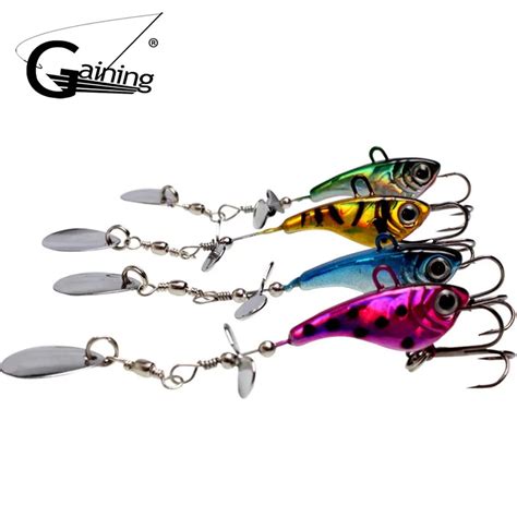 4 pçs lote 9cm 12g VIB de Metal Giratório Colher Isca Hard Bait 4 Cores