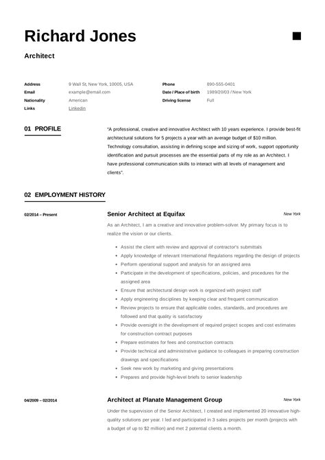 Architect Resume Sample And Writing Guide