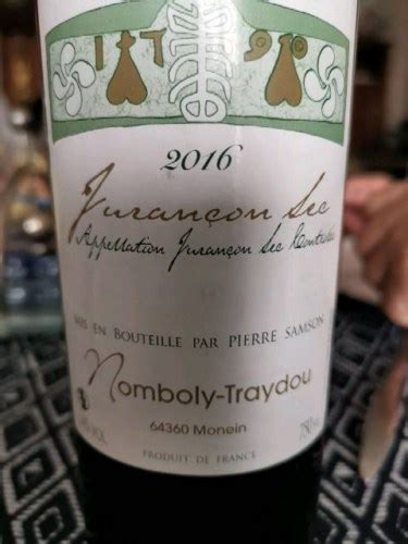 2016 Domaine Nomboly Traydou Jurancon Sec Vivino US