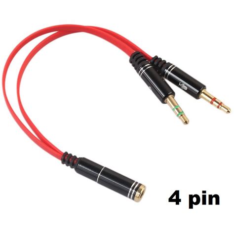 Сплиттер AUX 3.5мм Гнездо 4pin на 2 Штекера 3.5 Мм (микрофон + Наушники ...