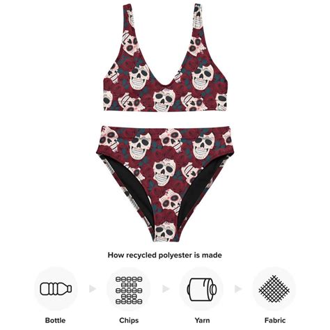 Rose And Sugar Skull Bikini Goth Swimwear Plus Size Gothic Etsy