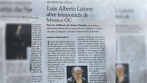 M Sica Uc En La Prensa El Mercurio Anuncia El Concierto De Apertura De