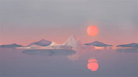 Sunset Painting Digital Art Low Poly Artwork Minimalism Minimalist