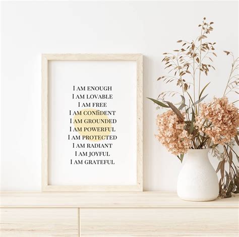 Positive Affirmation Printable Wall Art Printable Quotes Etsy